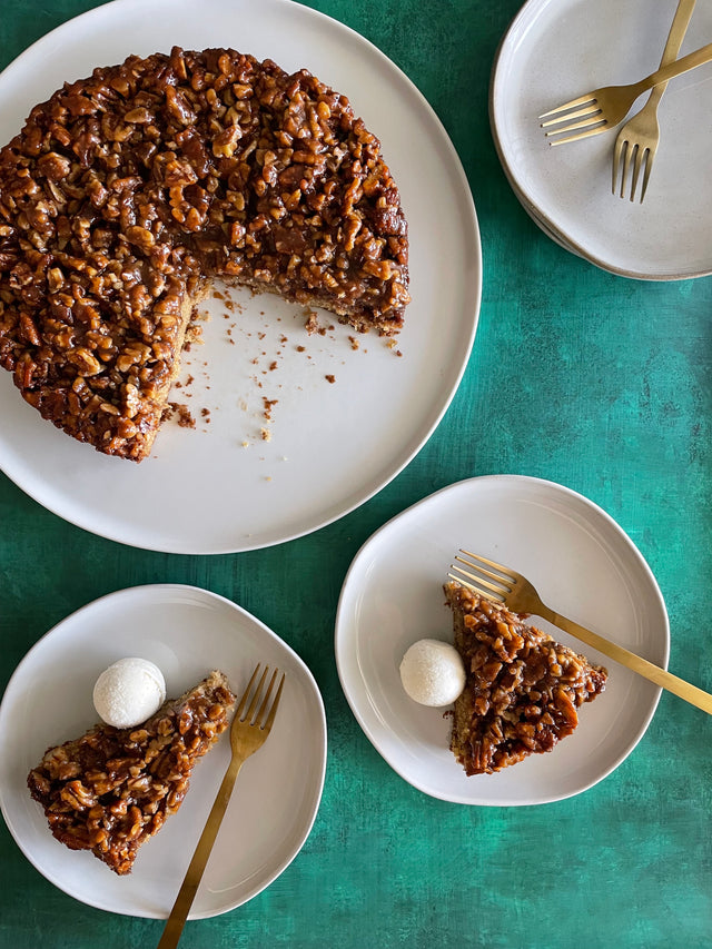 Sticky Pecan Upside Down Cake