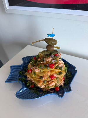 Salt and Vinegar Smoked Salmon Chip Stack