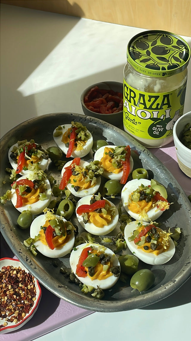Smoked Paprika Aioli Deviled Eggs