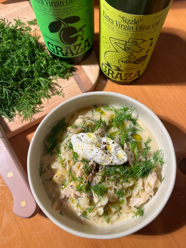 Lemon Chicken Dill Soup with Mini Bowties
