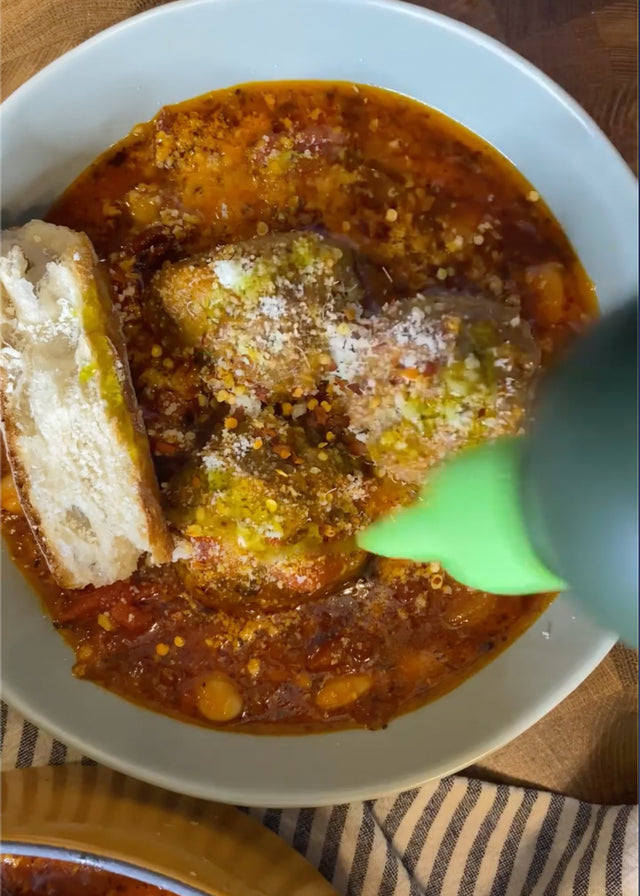 Will Coleman's Mozzarella Meatballs in White Bean and Tomato Sauce Recipe