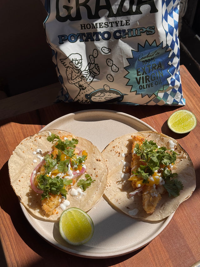 Sea Salt and Vinegar Crusted Fish Tacos