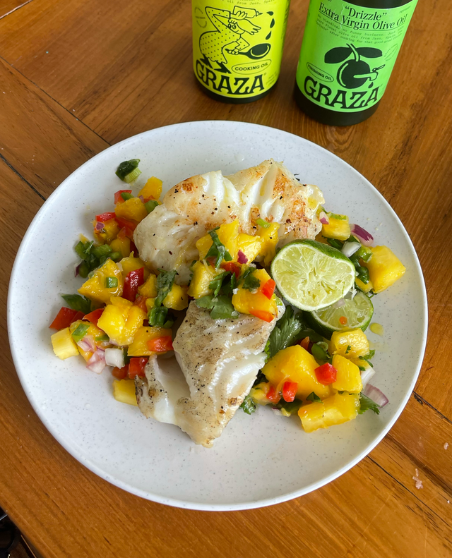 Sea Bass with Mango Pineapple Salsa